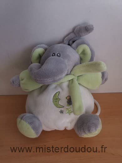 Marque Inconnue Eléphant Vert gris blanc lune etoile - Très bon état