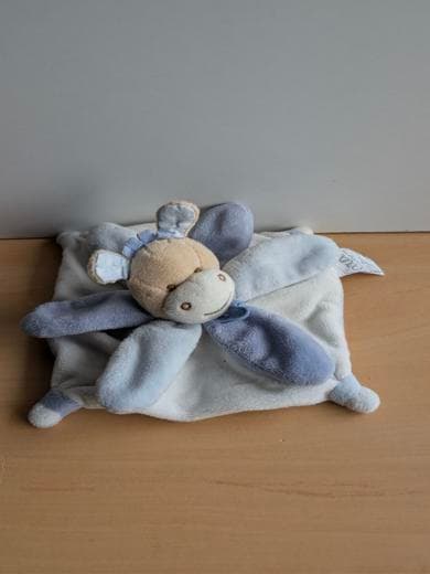 Doudou et compagnie Cheval Bleu blanc etoiles col petales - Très bon état