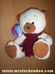 Fizzy Ours Ecru écharpe bordeau - Neuf