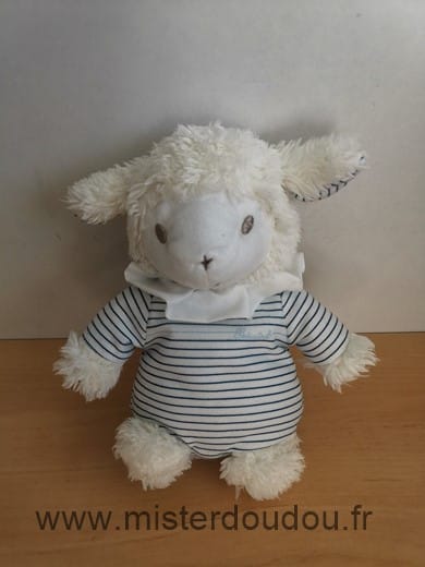 Mouton Blanc raye bleu col blanc Pediatril