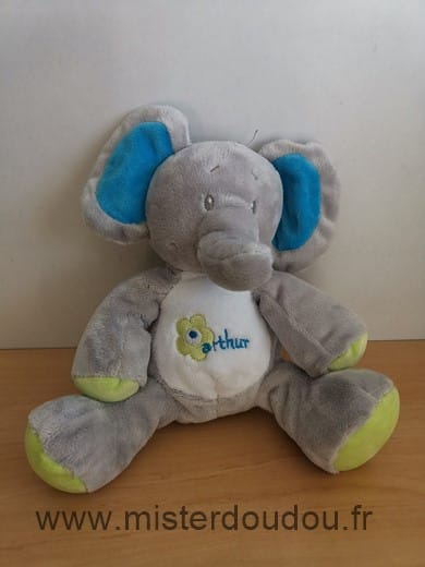 Eléphant Gris bleu vert Arthur et lola