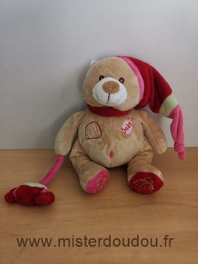 Ours Beige rose bonnet rouge Baby nat