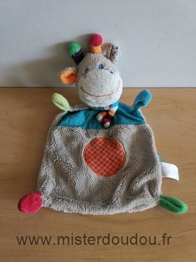 Vache Girafe gris bleu rond orange Nicotoy
