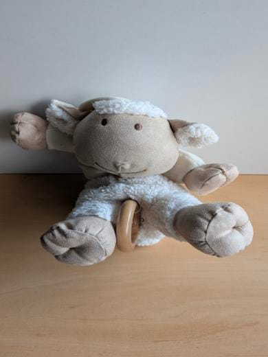 Mouton Ecru beige anneau bois Nature et découvertes