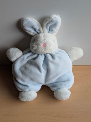 Lapin Bleu tete en peluche blanche nez rose Baby baby