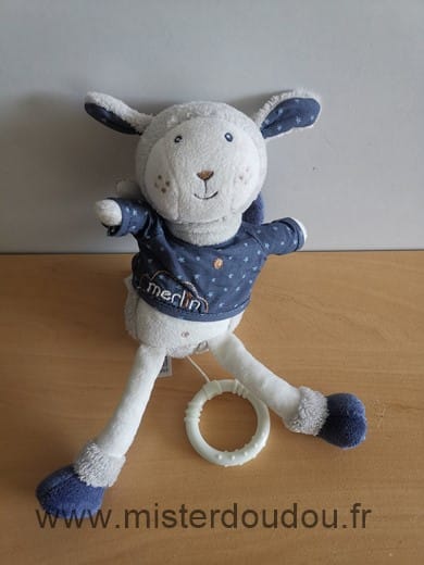 Mouton Merlin blanc gris bleu Sauthon