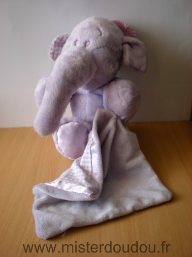 Disney Eléphant Efelan lumpy mauve mouchoir vichy satin mauve - Très bon état