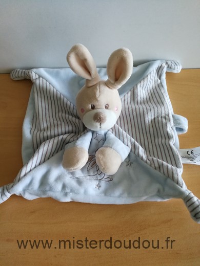 Nicotoy Lapin Bleu rauyres motif lapin etoiles - Très bon état
