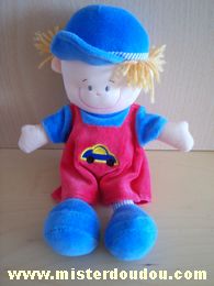 Marque Inconnue Bonhomme Bleu salopette rouge avec voiture - Très bon état