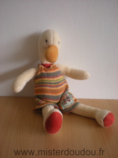 Moulin roty Canard Ecru salopette rayee la grande famille moulin roty - Très bon état