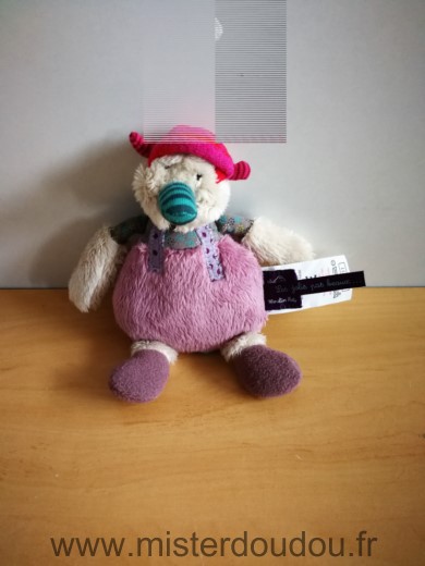 Moulin roty Canard Mauve beige les jolis pas beaux - Très bon état