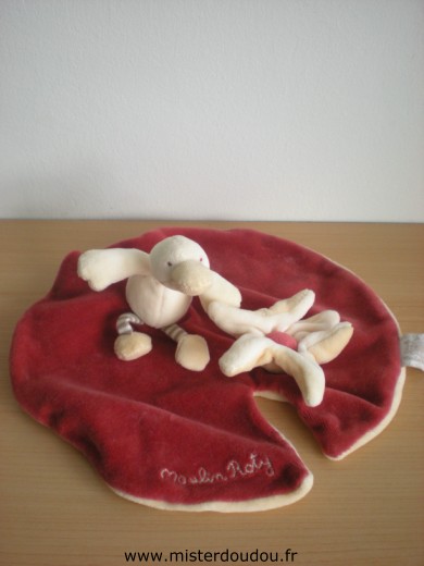 Moulin roty Canard Rouge ecru et beige dessous - Très bon état
