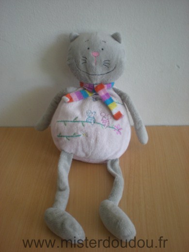 Marque Inconnue Chat Rose gris avec motifs souris - Bon état