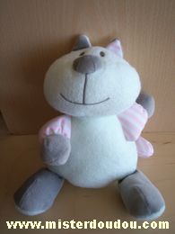 Luminou Chat Blanc gris bras rayés rose et blanc - Très bon état