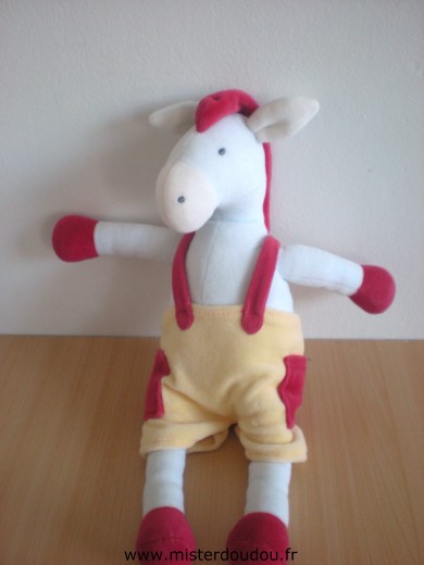 Sucre d orge Cheval Blanc rouge salopette jaune - Très bon état