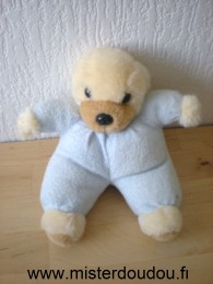 Bébisol Chien Tissus eponge bleu et peluche beige - Très bon état