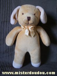 Comptine Chien Beige écru noeud orange - Très bon état