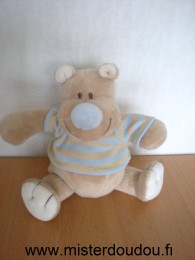 Jollybaby Chien Beige nez bleu tshirt rayé bleu beige - Très bon état