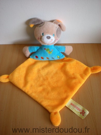 Nicotoy Chien Orange bleu motif oiseau - Très bon état