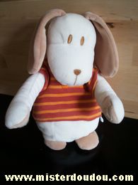 Sucre d orge Chien Ecru tshirt rayé orange rouge - Très bon état
