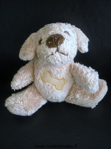 Yves rocher Chien Beige avec un os brodé - Très bon état