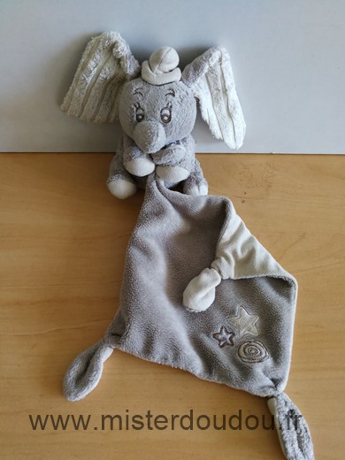 Disney Eléphant Dumbo gris beige mouchoir etoiles nicotoy - Bon état