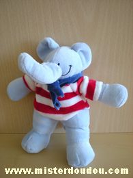 Marque Inconnue Eléphant Bleu tshirt rayé rouge écharpe bleue - Très bon état