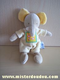 Moulin roty Eléphant Beige habit jaune - Très bon état