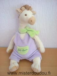 Anna club plush Girafe Ecru salopette mauve echarpe verte baby sam - Très bon état