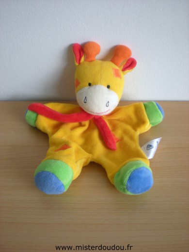 Baby sun Girafe Jaune vert bleu echarpe rouge - Très bon état
