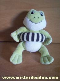 Doudou et compagnie Grenouille Vert blanc bouée rayée bleu blanc - Très bon état