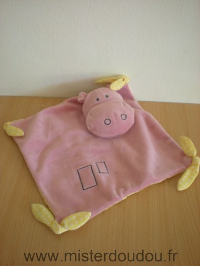 Marque Inconnue Hippopotame Rose noeuds jaunes - Très bon état