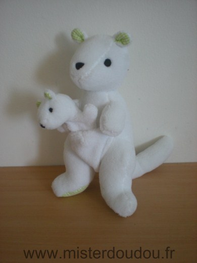 Marque Inconnue Kangourou Blanc et vert avec bébé dans poche - Très bon état