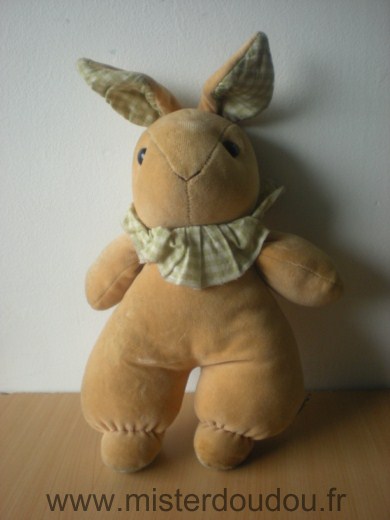 Ajena Lapin Beige col et oreilles tissus carreau vert blanc - Très bon état