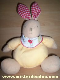 Ajena Lapin Orange beige oreilles vichy rouge - Très bon état