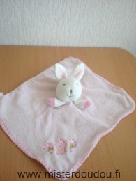 Babibou Lapin Rose blanc broderies lapin fleurs - Etat moyen