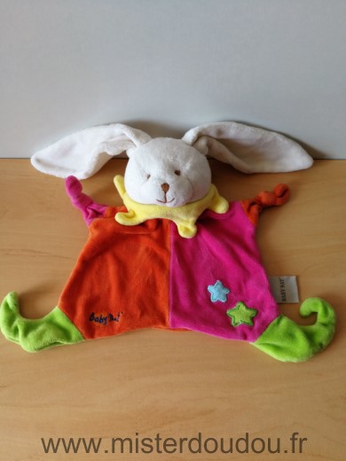 Baby nat Lapin Orange rose col jaune etoiles - Très bon état