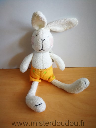 Carré blanc Lapin Blanc short jaune vert - Très bon état