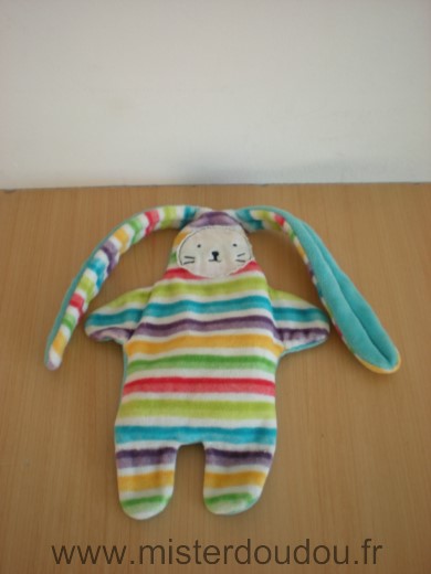 Catimini Lapin Bleu et rayures multicolores reversible - Très bon état
