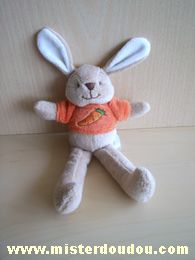Comptine Lapin Beige pull orange avec une carotte brodée - Très bon état