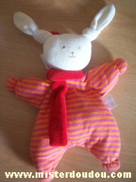 Corolle Lapin Rayé rose écharpe rouge - Très bon état