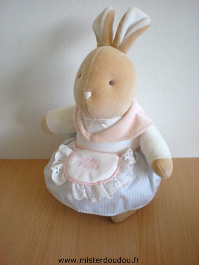 Eden Lapin Mrs rabbit jupe tayée bleu blanc avec tablier - Très bon état
