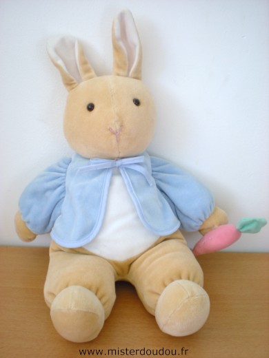 Eden Lapin Pierre lapin peter rabbit, blanc beige veste bleu carotte - Très bon état