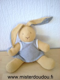 Histoire d ours Lapin Tissus beige tablier noir blanc - Très bon état