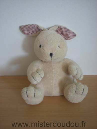 Impexit Lapin Tissus eponge beige , oreilles vichy rouge - Très bon état