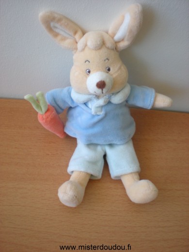 Jollybaby Lapin Pull et short bleus tenant une carotte - Très bon état
