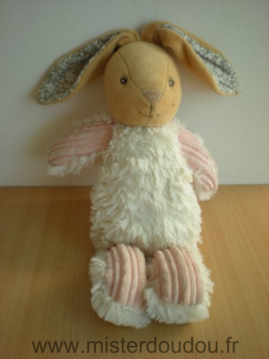 Kaloo Lapin Peluche blanc tissus rose - Très bon état