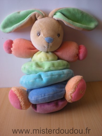 Kaloo Lapin Pyramide anneaux orange bleu vert mauve - Très bon état