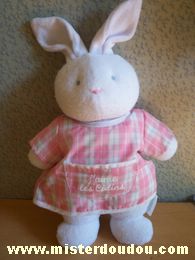 Klorane Lapin Blanc tablier carreaux roses - Bon état