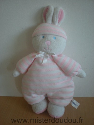 Luminou Lapin Rayé rose blanc - Bon état
